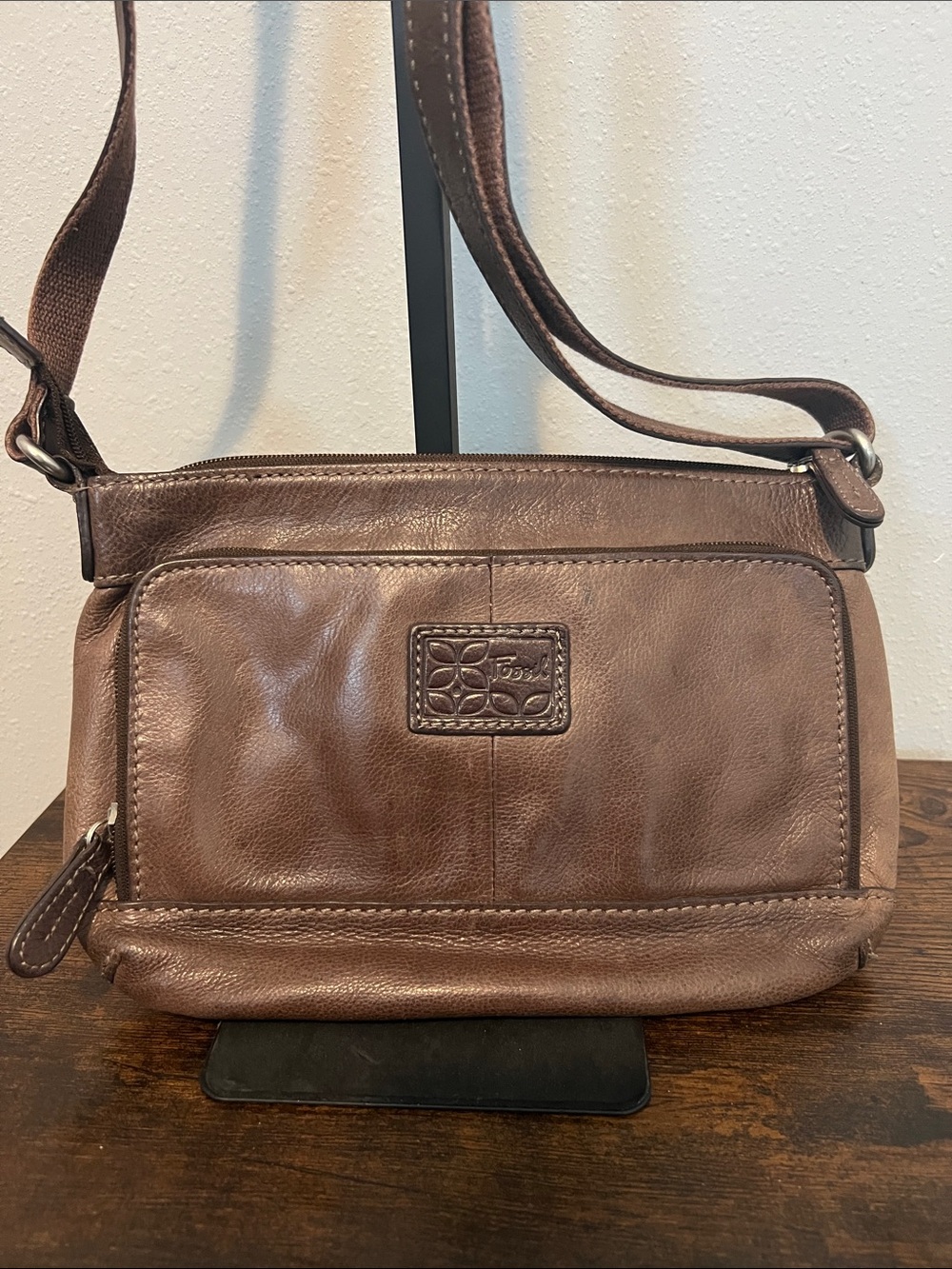 Fossil Brown Leather Crossbody Bag